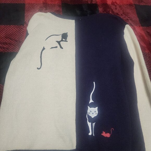 Christopher & Banks Cat Cardigan Multi Color Size Medium - Picture 7 of 8